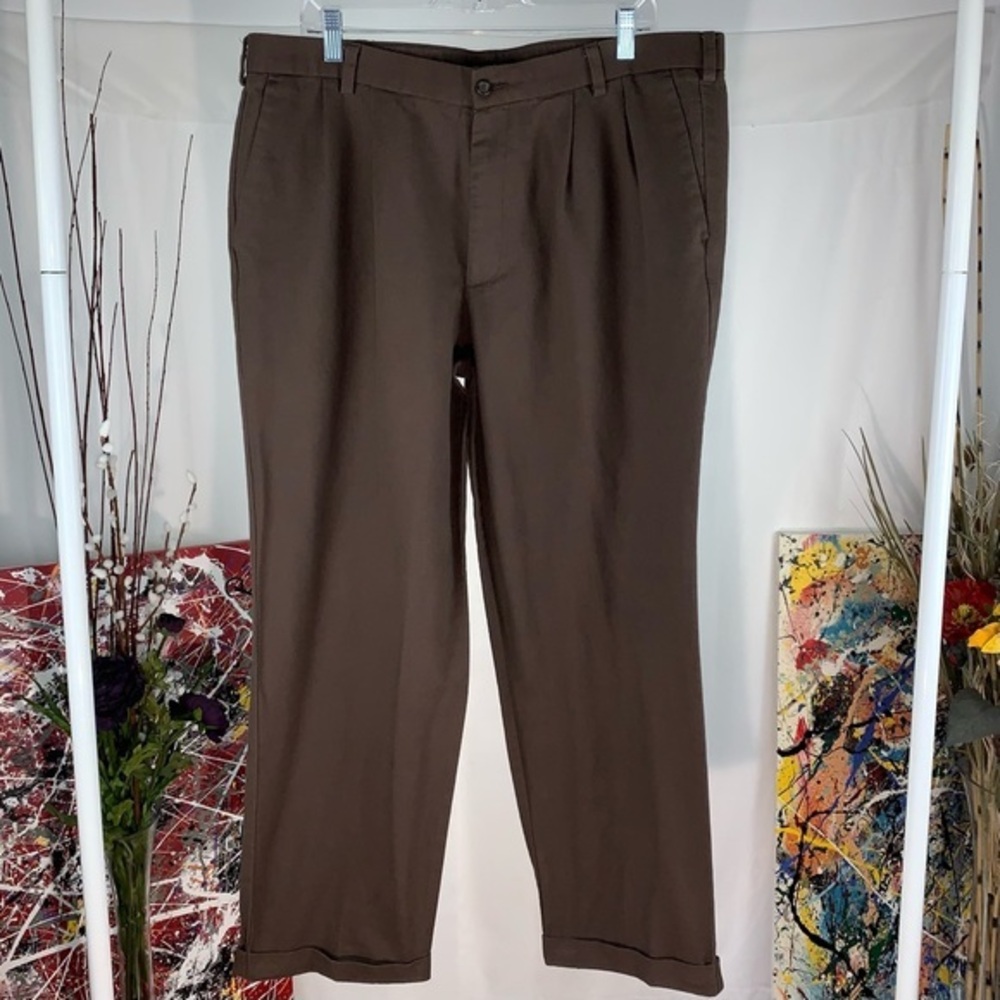 Dockers Premium Pleated Relax Fit brown pants.